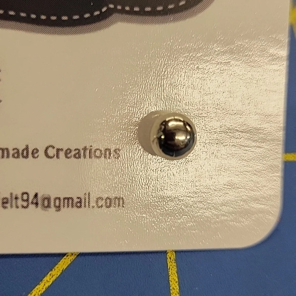 Silver Tone Stud Earrings 0.15" - Picture 2 of 2